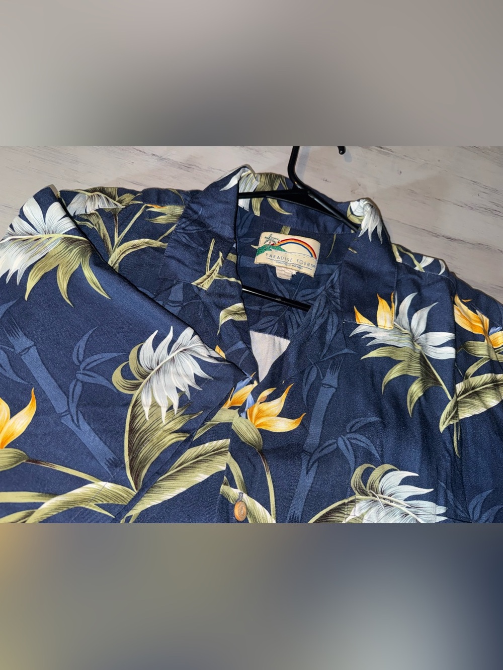Paradise Found Men’s Navy Floral Button-Up Shirt